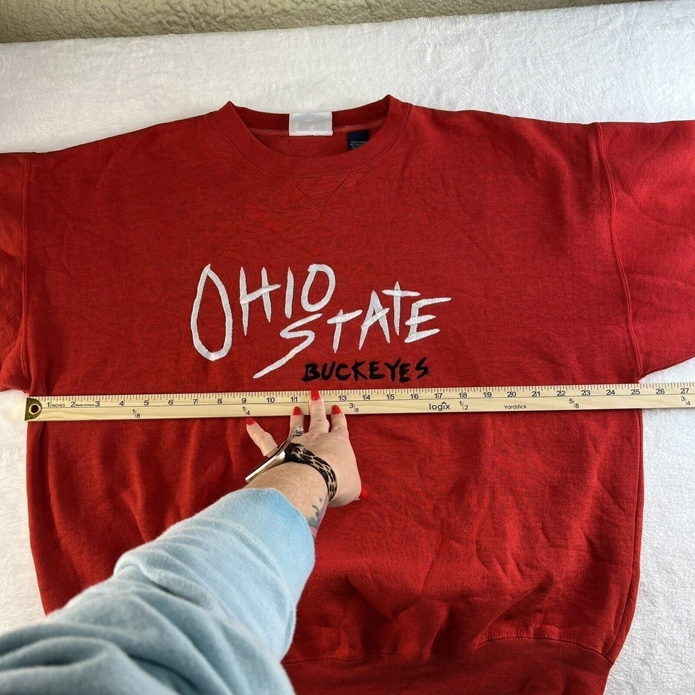 Vintage XL Ohio State Buckeyes Sweatshirt OSU Red Pullover Graphic Mens 90s - Picture 11 of 13